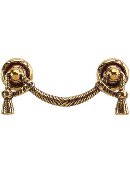 Rope Tassel Bail Pull - 2.52 inch Center-to-Center in French Antique Gold.